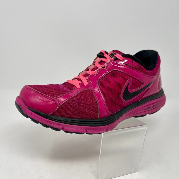 Nike Dual Fusion Run 525752-602 Sneakers Womens 9 Red Black Rare S1166-602